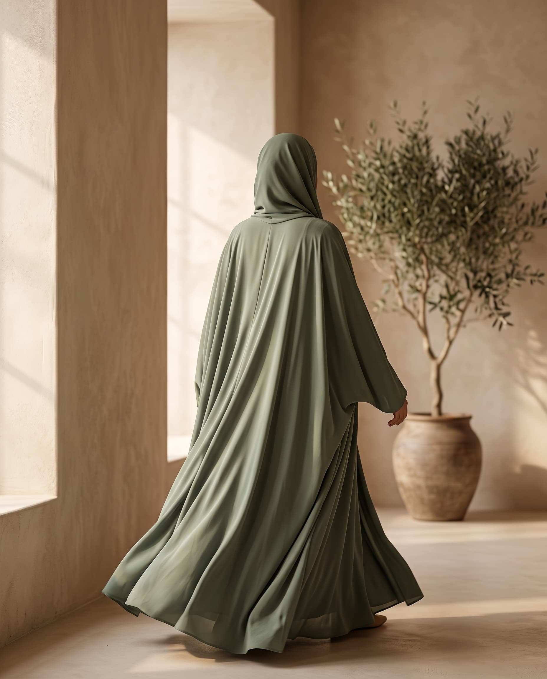Sage abaya detail